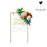 Floral Happy Birthday Clear Sign - Cake Topper