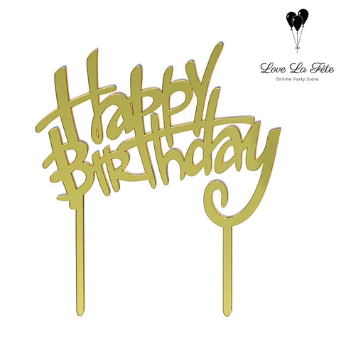 Happy Birthday - Cake Topper- Gold