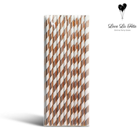 Paper Straws - Rose Gold and White