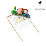 Floral Happy Birthday Clear Sign - Cake Topper