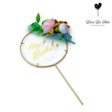 Floral Happy Birthday Clear Sign - Cake Topper
