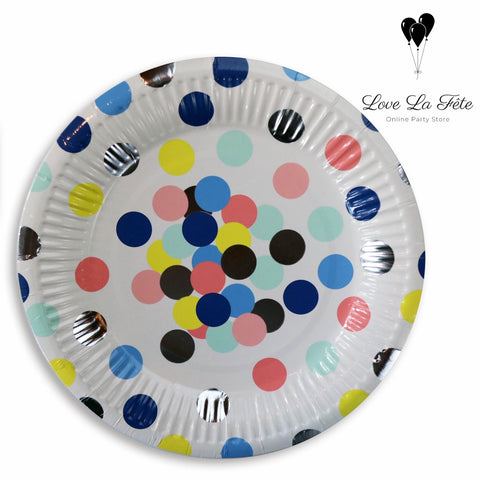 Polka Dots Medium Plates - Multi on White