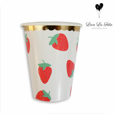 Strawberry Cup - Pink on White
