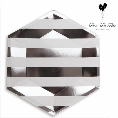 Stripe Medium Plates - Silver