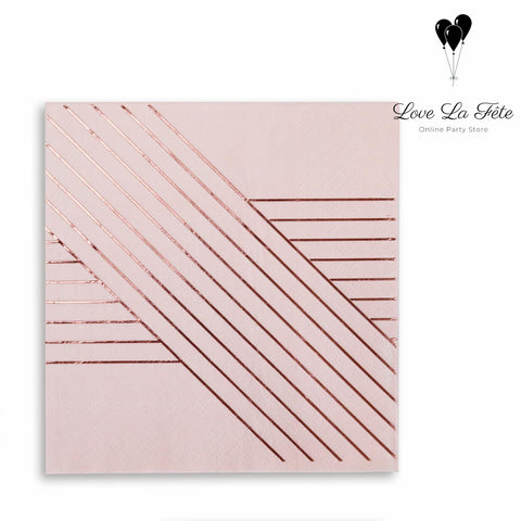 Luxe Hexagon,  Stripe Pink and Gold Napkin