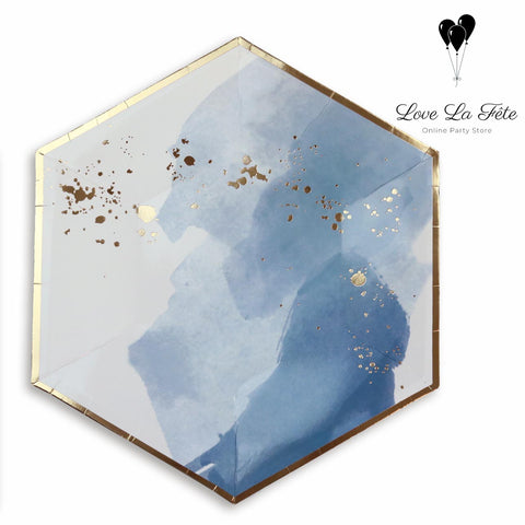 Luxe Hexagon Large Plates - Sky Blue