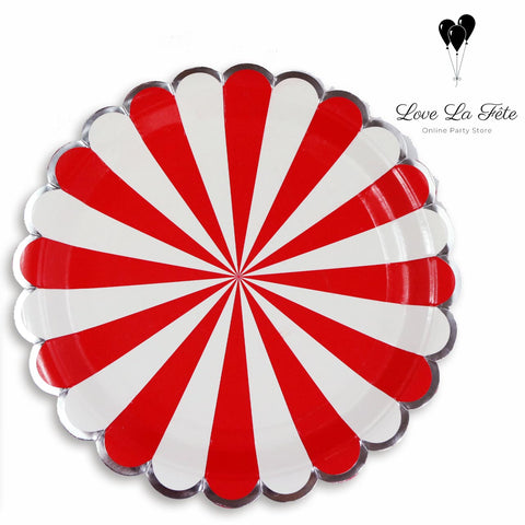 Carousel Large Plates - Red and Silver
