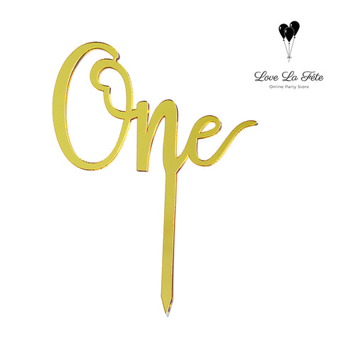 One - Cake Topper - Gold